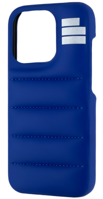 Cool and soft The Püff Case blue iPhone case with a sleek quilted pattern, this is The Puffer Case for iphone, png, webp, puff