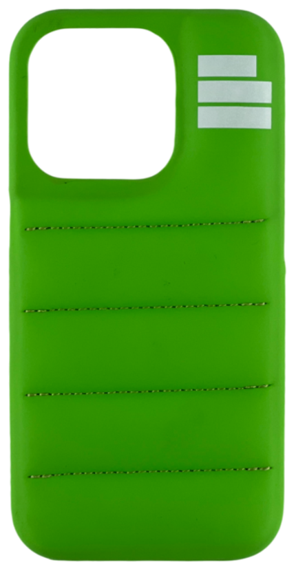 Lush and soft The Püff Case green iPhone case with a sleek quilted pattern, this is The Puffer Case for iphone, png, webp, puff