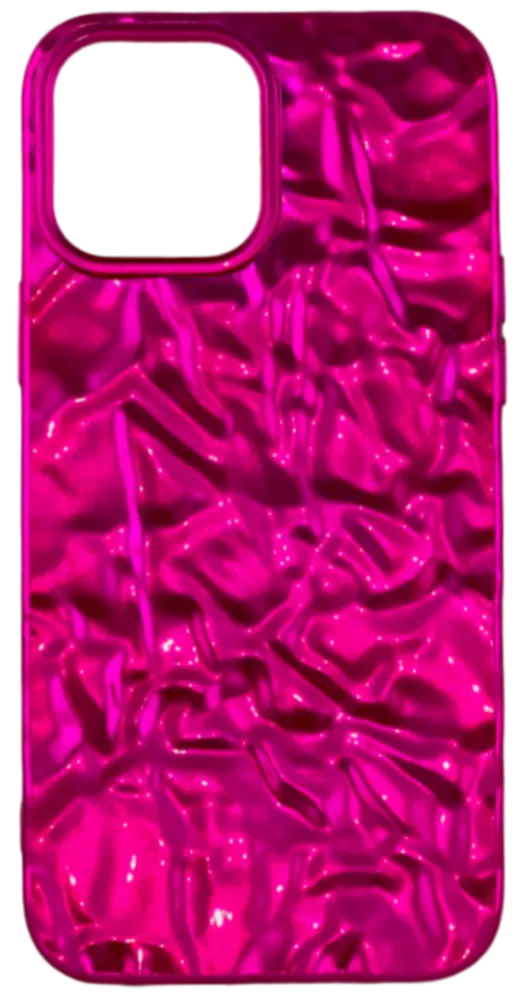 Ярък и блестящ розов калъф за iPhone с привличащо вниманието текстурирано дизайн, добавящ поп на цвят на тъмен фон