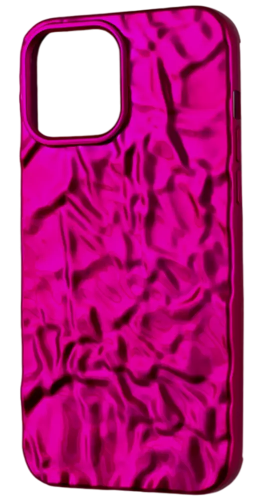Ярък и блестящ розов калъф за iPhone с привличащо вниманието текстурирано дизайн, добавящ поп на цвят на тъмен фон