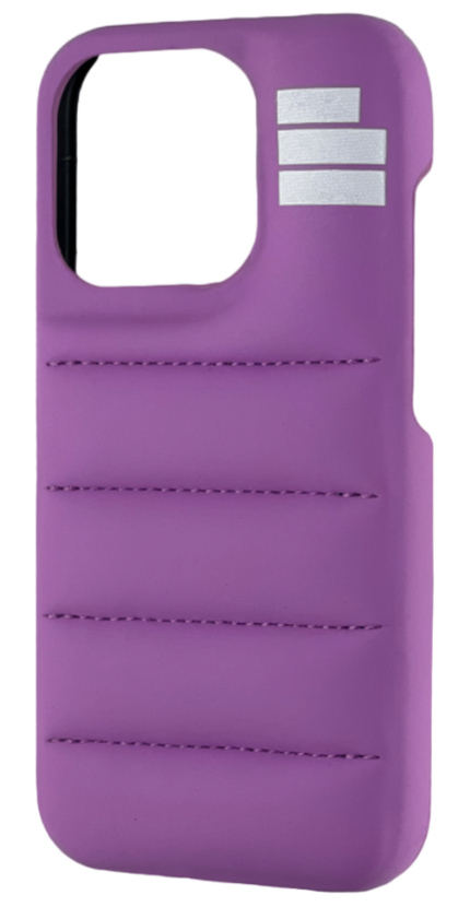 Regal and soft The Püff Case purple iPhone case with a sleek quilted pattern, this is The Puffer Case for iphone, png, webp, puff