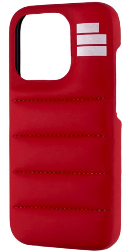 Vibrant and soft The Püff Case red iPhone case with a sleek quilted pattern, this is The Puffer Case for iphone, png, webp, puff